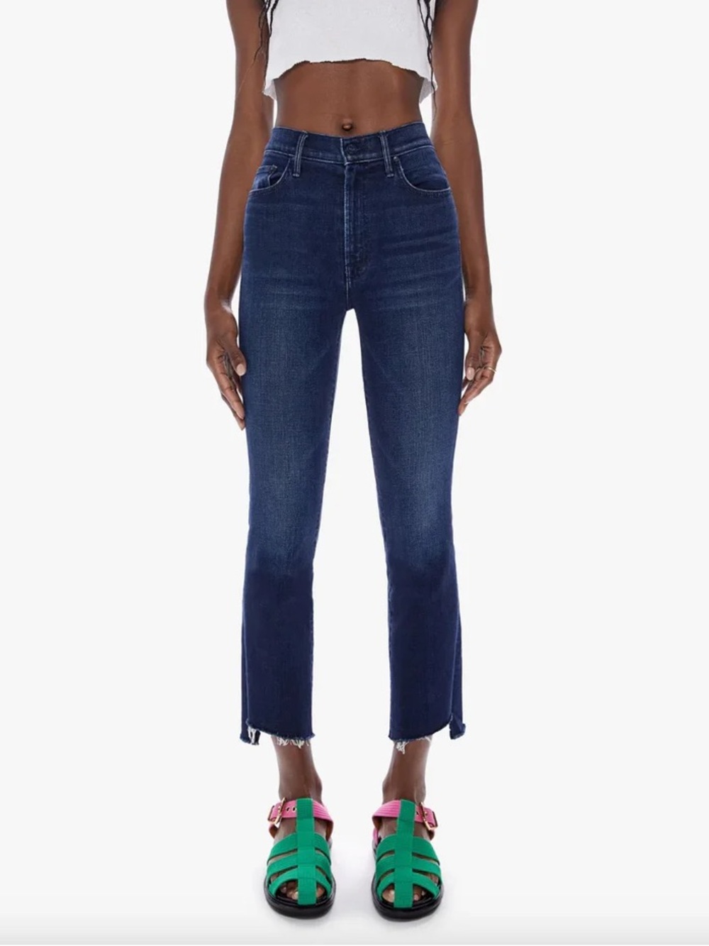 Mother Insider Step Fray Dark Wash Flare Jeans